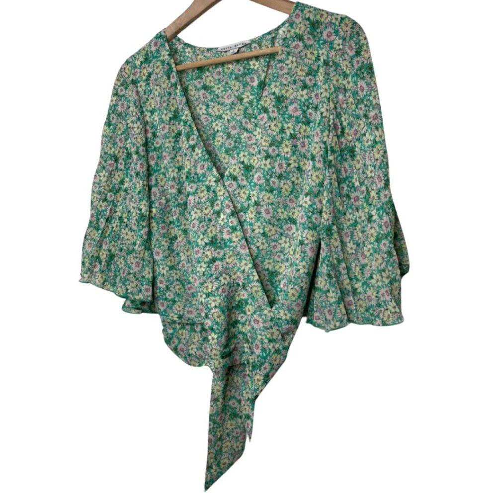 HAUTE MONDE | Women's V-Neck Floral Cut Out Tie Back Bohemian Boho Top | Size L - Picture 3 of 14